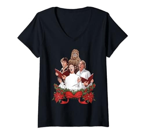 Image of Star Wars Christmas Jedi Carols V-Neck T-Shirt