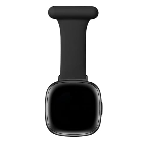 Image of SinMutisme Nurse Brooch Straps Compatible with Fitbit Versa 4 Band, Soft Silicone Pin Fob Watch Accessories for Versa 4/Sense 2/Versa 3/Sense (Black)