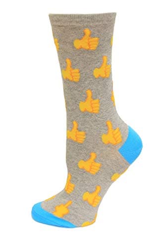 Image of Hot Sox Womens Thumbs Up Crew Socks - grey - Shoe Size: 2-8 UK