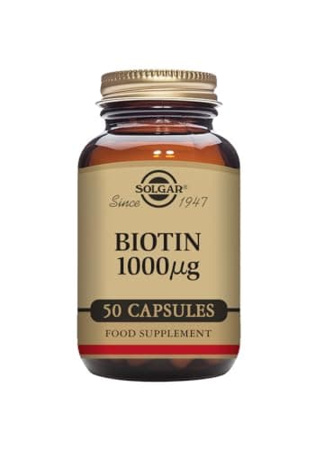 Image of Solgar Biotin 1000 µg Vegetable Capsules - Pack of 50 - for Healthy Hair and Skin - Promotes Energy and Vitality - Vegan