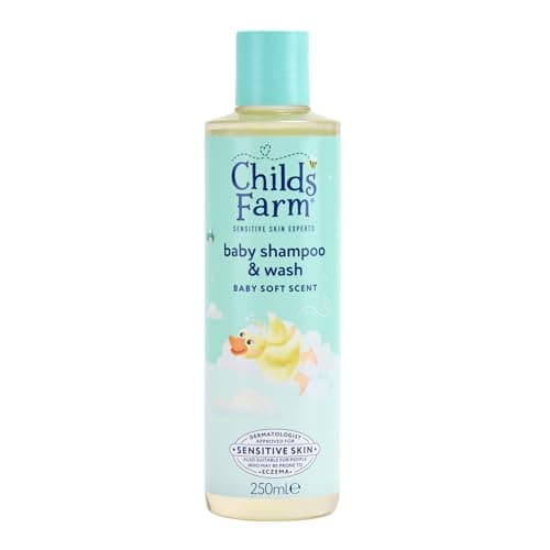 Image of Childs Farm Baby Shampoo & Body Wash, Baby Soft Scent, Tear-free | Gently Cleanses & Soothes | Suitable for Newborns with Dry, Sensitive Skin, 250ml