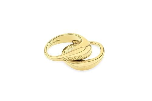 Image of Calvin Klein Women's ELONGATED DROPS Collection Rings in Yellow Gold - 35000448B