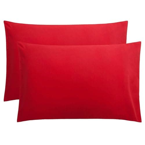 Image of Polycotton Pillowcases 50x75cm Soft & Breathable Pillow Covers Wrinkle-Resistant, Easy Care Bedding, Standard Size Pillow Cases 2 Pack - Red
