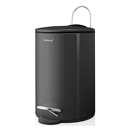 Image of Blomus TUBO Pedal Bin Made of Powder-Coated Steel, Anthracite, 3 L Capacity, Smart Close System, Removable Bucket, Exclusive Bathroom Accessory (H x W x D: 24.5 x 17 x 17 cm, anthracite, 68888)