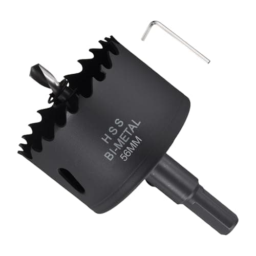Image of METALLIXITY Bi-Metal Hole Saw 2-13/64", M42 HSS Circular Head 56mm Hole Cutter with Center Drill Bit - for Thick Stainless Steel Hard Steel Sheet, Black
