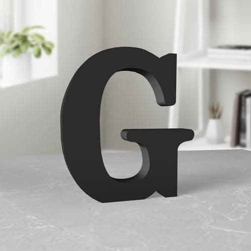 Image of Aruatu 6 Inch Black Wood Letter for Wall Decor, Standing Decorative Letters Slices Sign Board Decoration for Craft Home Party Projects (G)
