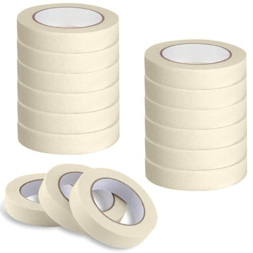 Image of Goysen Masking Tape 15 Rolls (25mm X 50m), General Purpose Painters Masking Tape Adhesive Multi Surface Decorator Tape for Crafts DIY and Indoor Painting