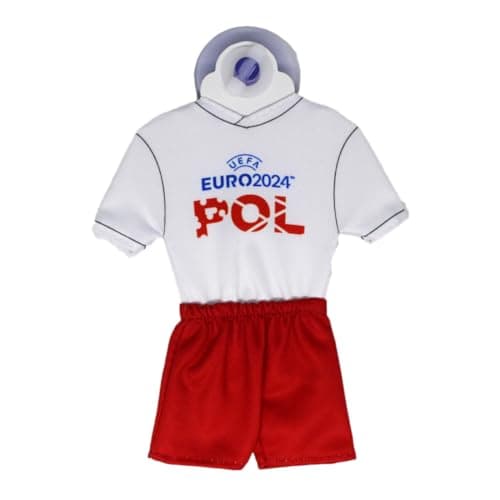 Image of UEFA Euro 2024 Mini Kit/Mini Jersey 17 x 14 cm with Suction Cup Football Fan Item European Championship Official Licensed Product Gift Item (Poland Design)