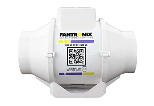 Image of Fantronix 100 mm (4”) Inline Bathroom Extractor Fan with Run-On Timer – Quiet Loft-Mounted Ventilation for Shower, Toilet & Damp Control