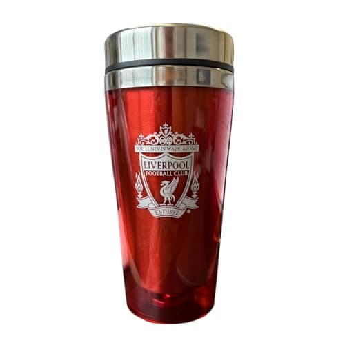 Image of Liverpool FC Official Translucent Red with Silver Crest Travel Mug