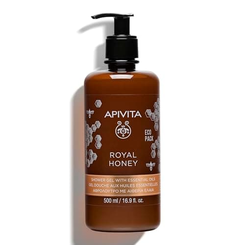 Image of Apivita Royal Honey Shower Gel Body Wash 500ml - Opulent Shower Gel with Honey & Essential Oils - Body Shower Wash that Gently Cleanses & Soothes Dry Skin - Promotes Relaxation