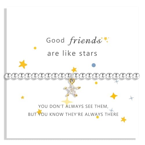 Image of Good Friends Are Like Stars Bracelet For Friends Women Girls Gold Plated Star Pendant Friendship Jewellery Gifts For Female BFF Soulmate Birthday Christmas Goodbye with Card Gifts (Friends Like Star)