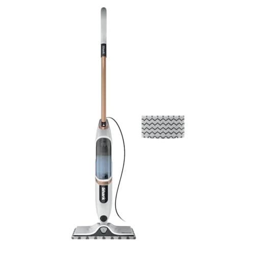 Image of Shark SteamSpot with Steam Blaster Technology for Hard Floors, Lightweight steam mop Chemical-Free Cleaning, Removable water tank, Inc. 2x machine-washable Dirt Grip pads, White & Poly Copper S2001UK