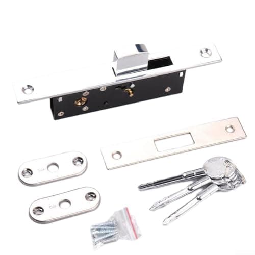 Image of Gdfnmogo Door Lock with Crossed Keys, Sliding Door Mortice Lock, Pocket Door Lock Invisible Recessed Door Handle for Barn, Wood Furniture (HY-302B)