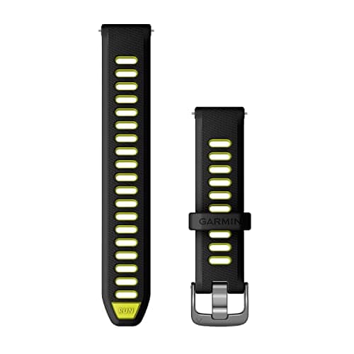 Image of Garmin Quick Release Bands (18mm), suitable for selected Forerunner-,Venu- and vívoactive smartwatch series, Original accessory, Silicone, Black/Amp Yellow with Slate Hardware
