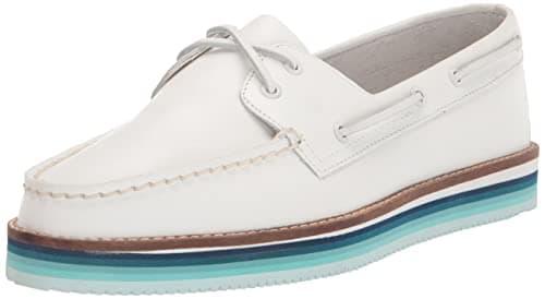Image of Sperry Women's Authentic Original Stacked Boat Shoe, White, 6.5 UK