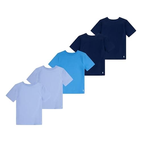 Image of Polo Ralph Lauren Boys' Multi-Pack T-Shirt Undershirt, Blue 5-Pack, M