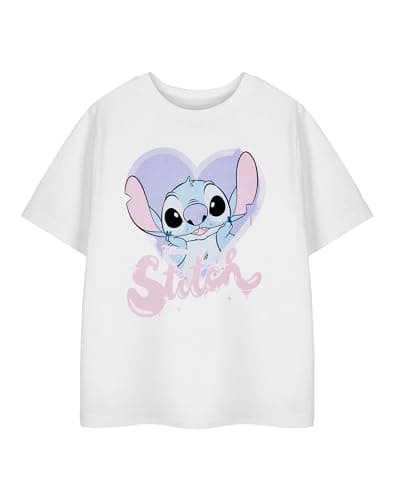 Image of Disney Lilo & Stitch Heart Bubble White Short-Sleeved T-Shirt for Kids | Heart Bubble Graphic Tee | Stitch Character Shirt | Cute Children's Apparel Movie Merchandise Gift