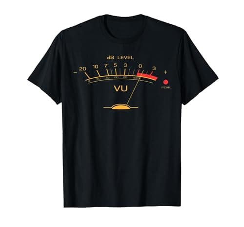 Image of Audio Engineer Retro VU Meter Hi-Fi Vintage Stereo Music T-Shirt, Men, Black, X-Large