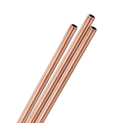 Image of M METERXITY 3-Pack 300mm Copper Round Tube, 8mm OD 1mm Wall Thickness Copper Seamless Tubing for Construction/Machining/DIY Crafting, Metal Straight Pipe [0.31x0.04x12IN]