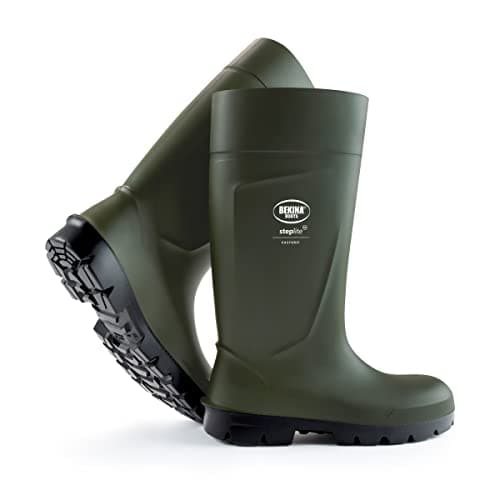 Image of Safety Boots for Men and Women with Steel Toecap and Steel Sole, Non-Slip, Agricultural Work Boots, Feather Light, impervious to Water, mud or detergents, Insulating up to - 20 Degrees, Green, UK 10