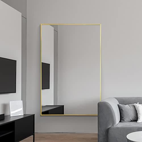 Image of MirrorOutlet The Artus - Gold Modern Aluminium Edged Wall Mirror 47" X 31" (120CM X 80CM) Silver Mirror Glass