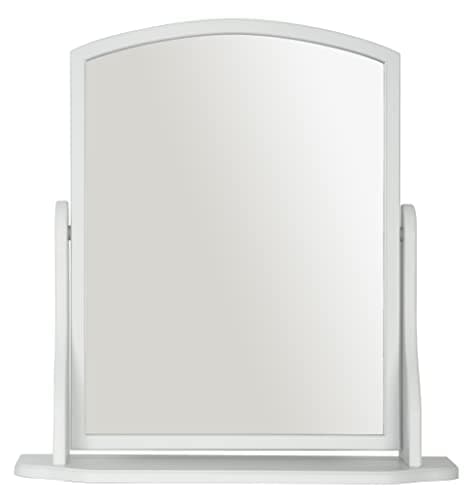 Image of Home Selections Arched Wood Dressing Table Mirror, Grey, 44x44cm, Wooden Free Standing Tabletop Vanity Mirror