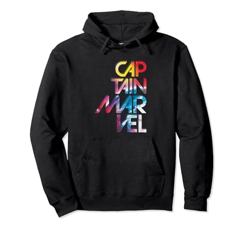 Image of Captain Marvel Galactic Text Pullover Hoodie