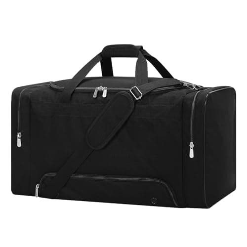 Image of LONALIA 54L Mens Sports Gym Bag with Shoes Compartment - 24 inch Holdall Duffle Bags for Football Fitness Weekend (Black)