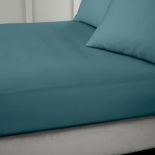 Image of Bianca 400 Thread Count Cotton Sateen King Fitted Sheet Teal