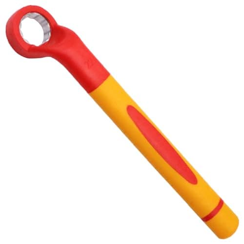 Image of WEDO VDE 1000V Insulated Single Box Wrench Offset Spanner, Electricians Safety Wrench, CR-V Steel, IEC 60900, Length 195mm, 13*10*27mm