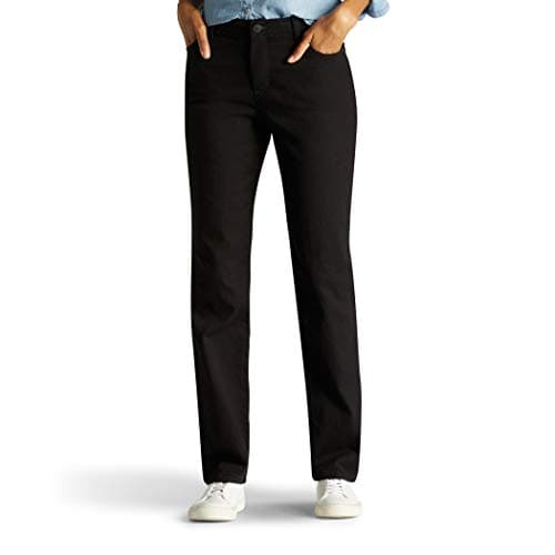 Image of Lee Women’s Instantly Slims Classic Relaxed Fit Monroe Straight Leg Jean, Black, 18 Long