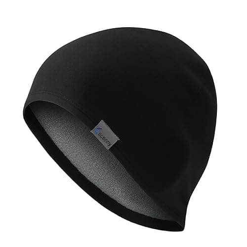 Image of Oscenny Super Lightweight Warm Cycling Cap, Thermal Fleece for Jogging, Ski, Cycling, Moto Sports - Autumn, Winter (Black)