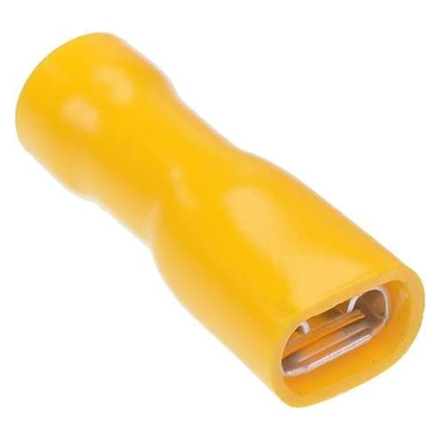 Image of 6.3mm Yellow Female Insulated Double Crimp Connector Terminal DIY (Pack of 10)