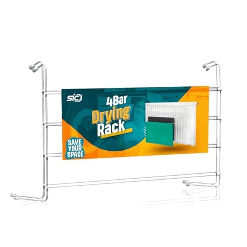 Image of SIC 2-Pack 4-Tier Radiator Clothes Airer – Space-Saving Metal Drying Rack for Laundry, Towels & Clothes – Sturdy, Compact Indoor Drying Rack – Ideal for Small Spaces & Apartments