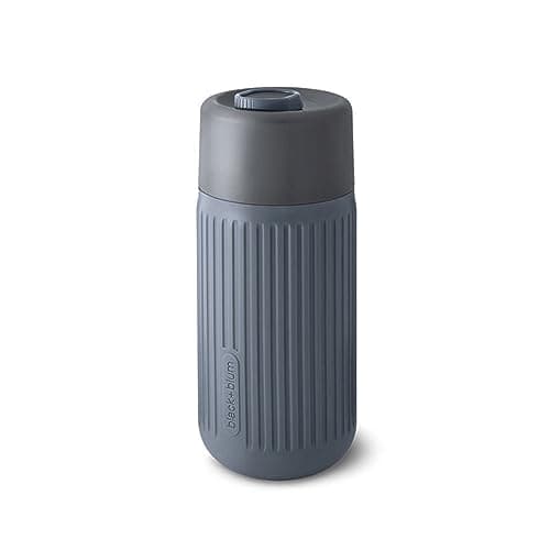Image of BLACK + BLUM - Leak Proof & Taste-Neutral Glass Travel Cup - Silicone Sleeve & Lockable Cap - Dishwasher Safe, Slate - 340ml