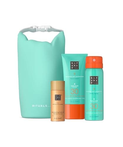 Image of RITUALS The Ritual of Karma - Summer Trio - Sun Lotion SPF30, Face Sun Cream SPF30, and Illuminating Body Oil - Sun Protective Skincare Gift Set Made with White Tea and Lotus Flower