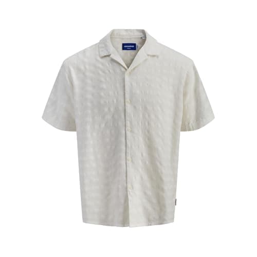 Image of JACK & JONES Mens Structure Resort Shirt Short Sleeve Cloud Dancer M