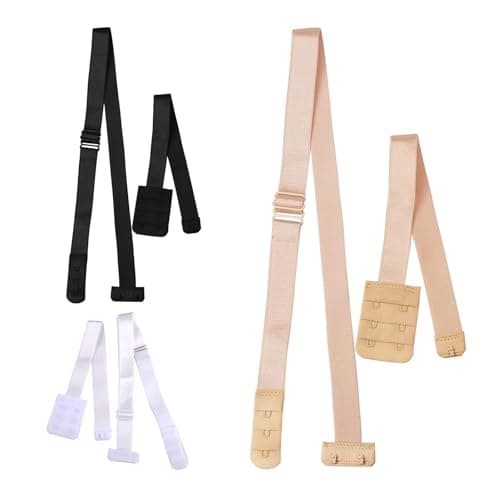 Image of YEGERING Low Back Bra Converter & Bra Extender - 3 Pairs Adjustable Elastic Straps with 3 Hooks for Backless Dresses | Women's Wedding Party Bra Accessories in Black, White, Nude | One Size Fits All