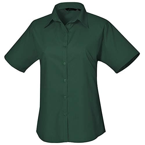 Image of Premier Short Sleeve Poplin Blouse/Plain Work Shirt (14) (Bottle)