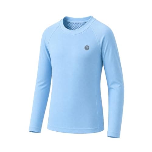 Image of InfiniZer Boys and Girls Rash Vest Long Sleeve UV Swim Top UPF 50+ Sun Protection Kids Swimming Top Swimwear 8-13 Years (UK, Age, 5 Years, 6 Years, Regular, Blue)