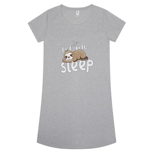 Image of Ladies Nightie Short Sleeve Nightdress Fun Novelty Prints Plus Size 22 to 36 Sleep Wear (Grey, Zzzz, 26-28)