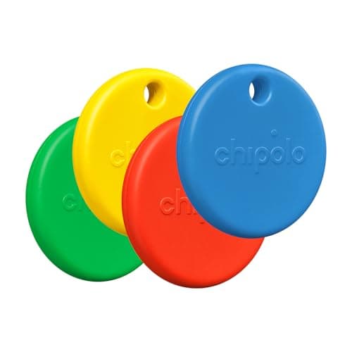 Image of Chipolo POP Tracker Tag - Colorful, Compatible, Loud Bluetooth Tracker with Call Your Phone & Out of Range Alert, Works with Find Hub on Android or Apple Find My (4 Pack (Color Mix))