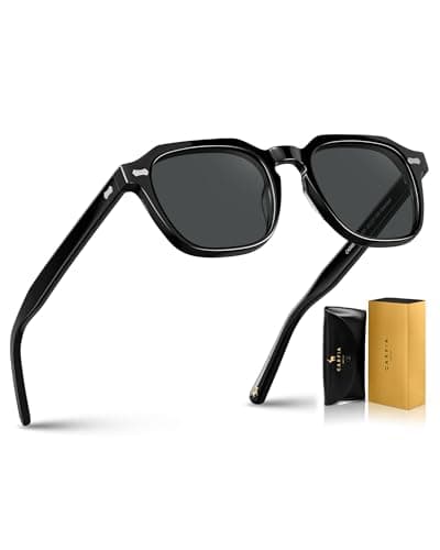 Image of CARFIA Polarised Mens Sunglasses UV400 Protection, Retro Acetate Rectangular Shades Frame for Outdoor Driving Travel Fishing CA5405