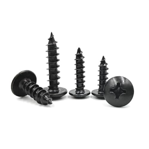 Image of SHUNCHG 20 Pcs Black M3.5 x 12mm Self Tapping Wood Screws Carbon Steel Mushroom Round Flanged Head Fasteners Drilling Screw