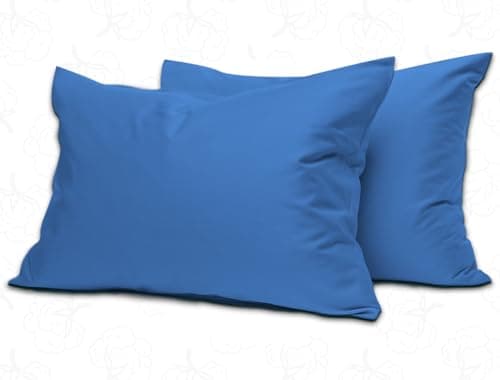 Image of MistyMorning Pillow Cases 2 Pack Soft & Premium Quality Bedding & Linen, Egyptian Cotton 200 Thread Count, Breathable & Envelope Closure in Standard Size (50x75+15 cm) (Blue, Pack of 2)