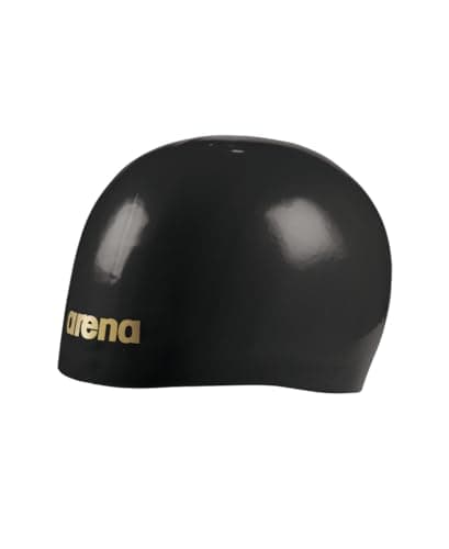 Image of Arena Unisex Molded Pro II USA Swim Cap for Adults Wrinkle Free Tight Fit Pool Training and Racing Swim Accessory, Black/Gold, One Size