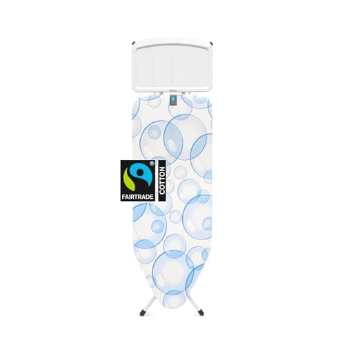 Image of Brabantia - Ironing Board C - Extra Large Steam Iron Rest - Adjustable in Height - Non-Slip Rubber Feet - Triple Layer Cotton Cover - Foldable XL Unit - Bubbles - 124x45 cm
