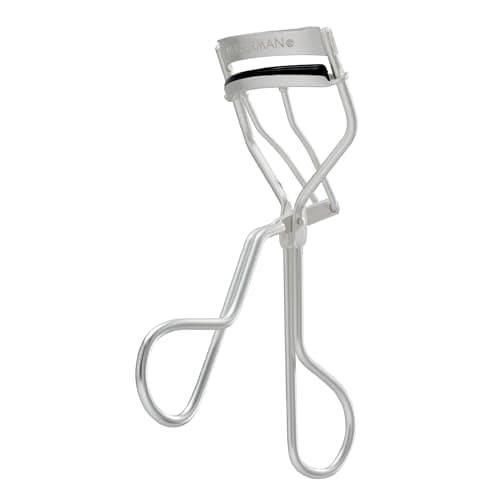 Image of Tweezerman 60° Eyelash Curler for Long Lasting Lifted Lashes, Thick, Rounded Hypoallergenic Silicone Pads, 3 Replacement Pads Included, Perfect for Round or Deep-Set Eyes (Pack of 1)