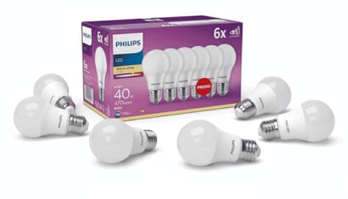 Image of Philips GLS LED Light Bulbs, E27, 4.2W, 470 Lumens, Warm White 2700K – 6 Pack